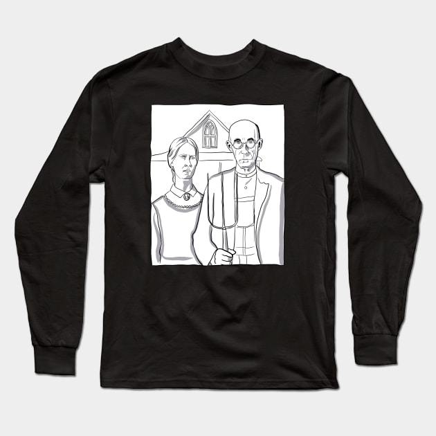 American Gothic - Grant Wood Long Sleeve T-Shirt by Witch of the North Shop